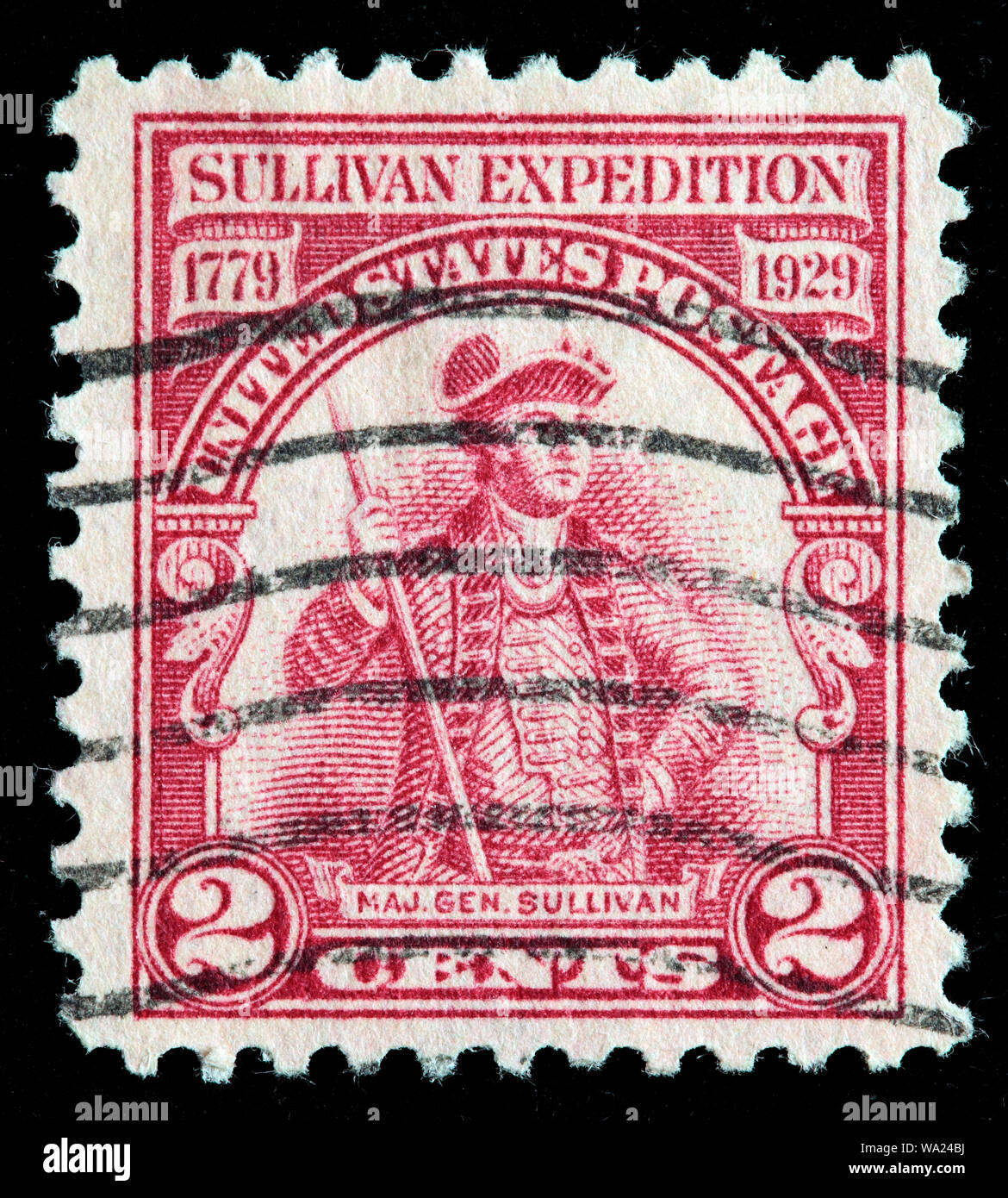 John Sullivan (1740-1795), Generalmajor, Kontinentale Kongress Delegierte, Sullivan Expedition, Briefmarke, USA, 1929 Stockfoto