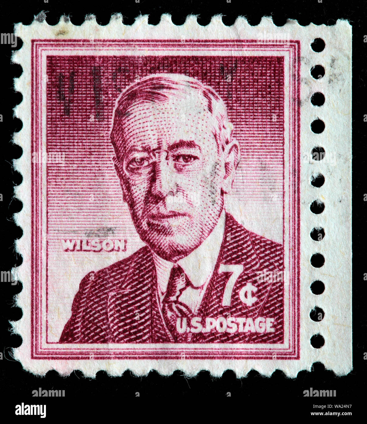 Woodrow Wilson (1856-1924), Präsident der USA, Briefmarke, USA, 1956 Stockfoto