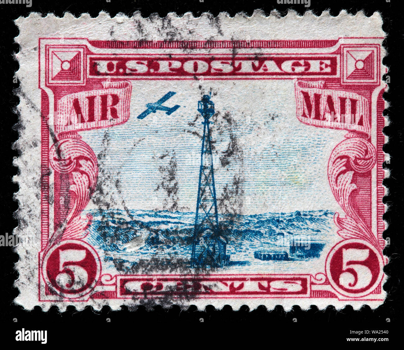 Rundumleuchte auf Rocky Mountains, Briefmarke, USA, 1928 Stockfoto