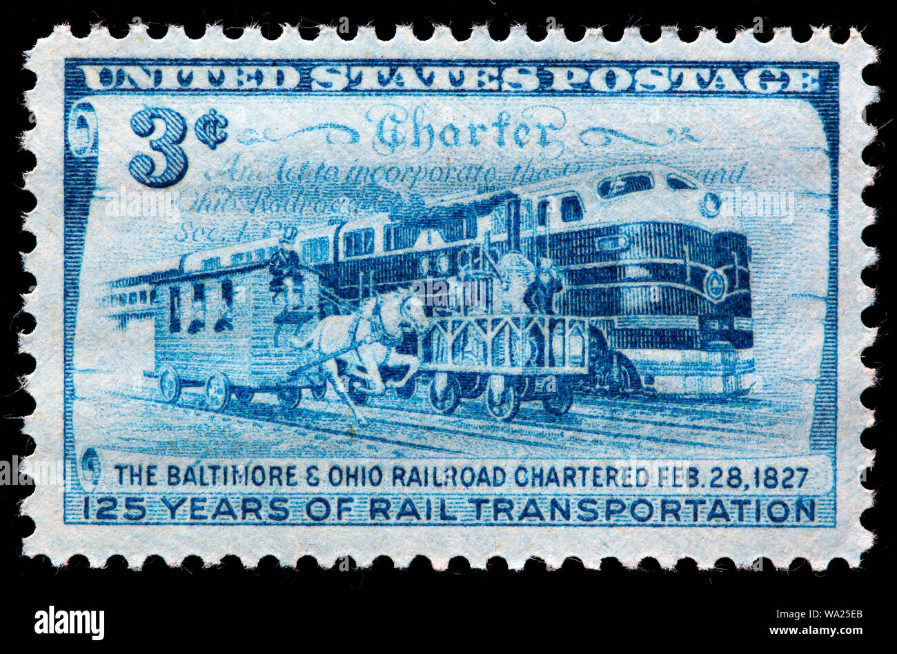 Charter, im Schienenverkehr, Briefmarke, USA, 1952 Stockfoto