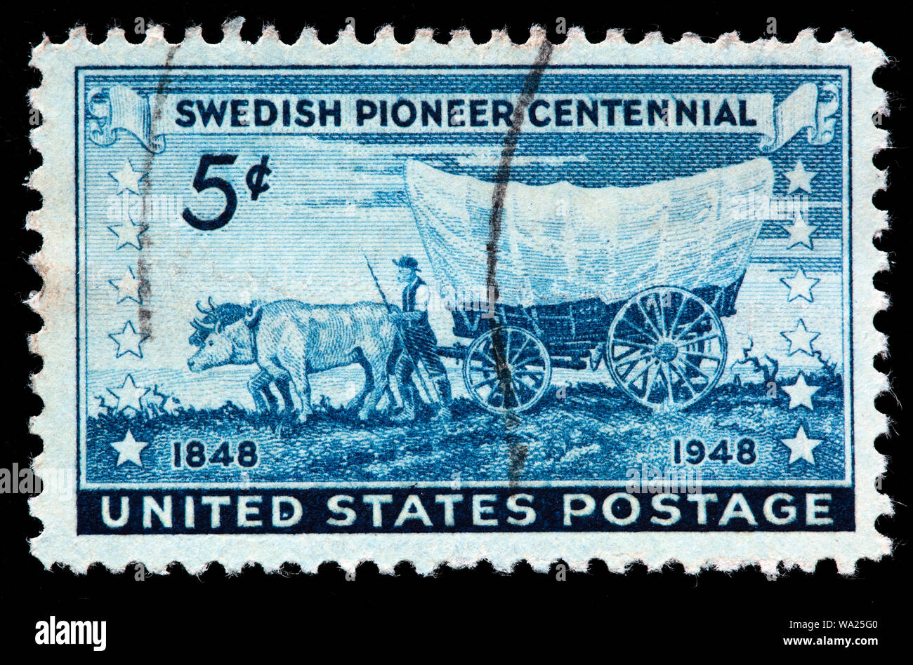 Schwedische Pionier Centennial, Briefmarke, USA, 1948 Stockfoto