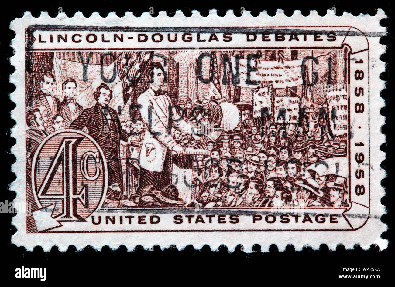 Lincoln Douglas Debatten 1858 Briefmarke Usa 1958 Stockfotografie Alamy