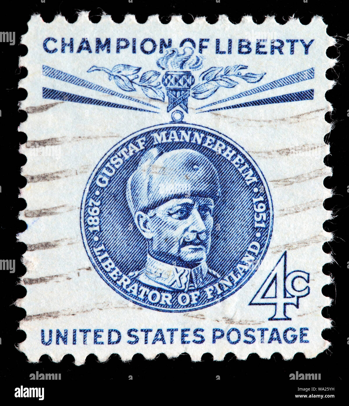 Carl Gustaf Emil Mannerheim (1867-1951), finnischer militärischer Führer, Staatsmann, Briefmarke, USA, 1960 Stockfoto