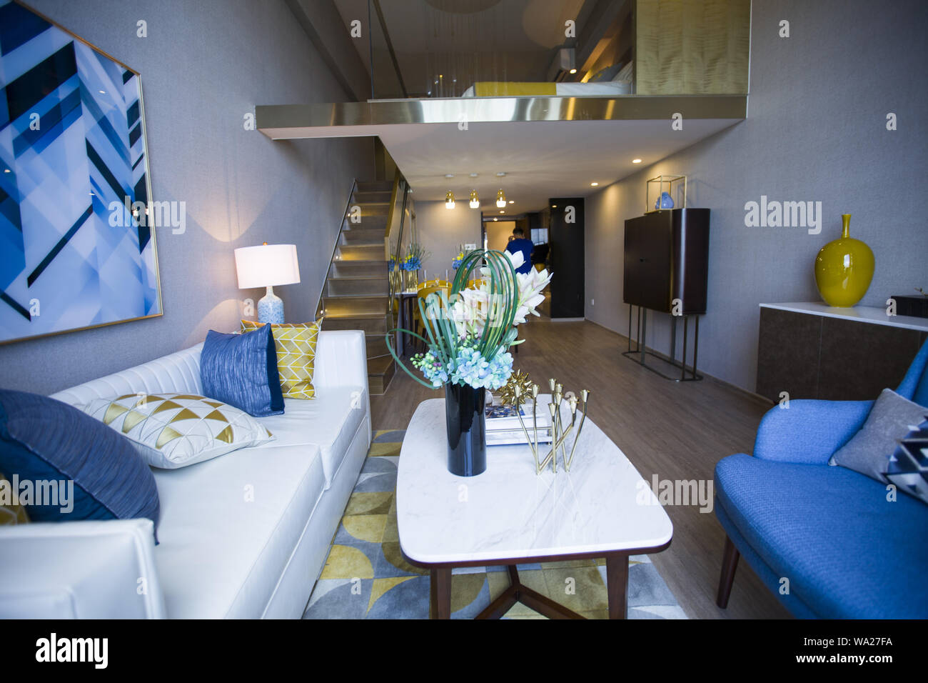 Stilvolle Wohnzimmer Stockfoto