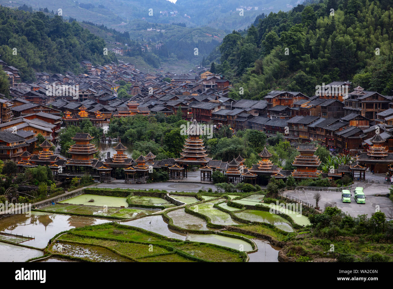 In der Provinz Guizhou Miao und Dong autonomen Präfektur, Provinz, ZhaoXing Township, ZhaoXing DongZhai Stockfoto