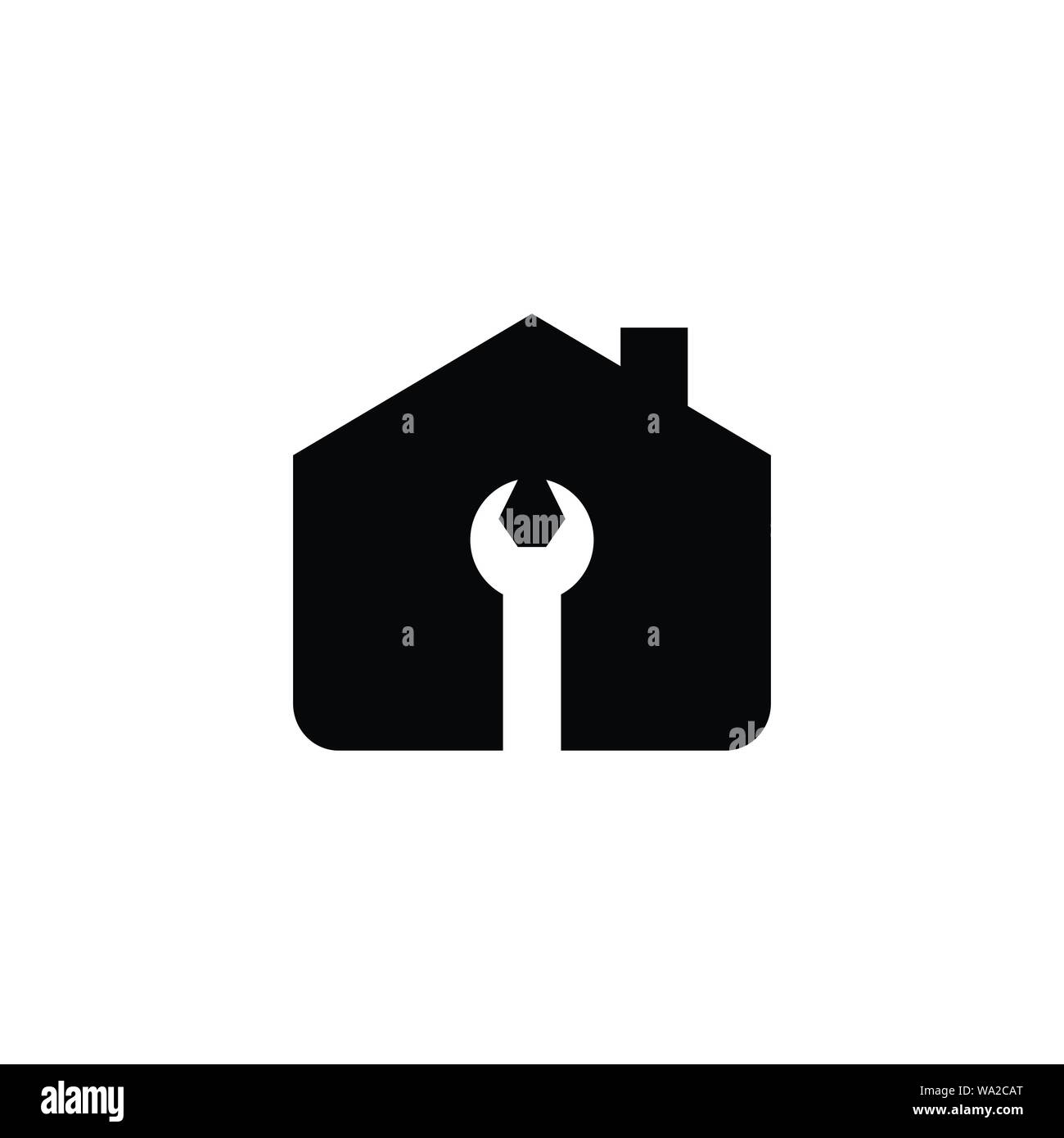 Home Reparatur logo Vorlage flache Bauform dunkle oder schwarze Farbe Vector Illustration Stock Vektor