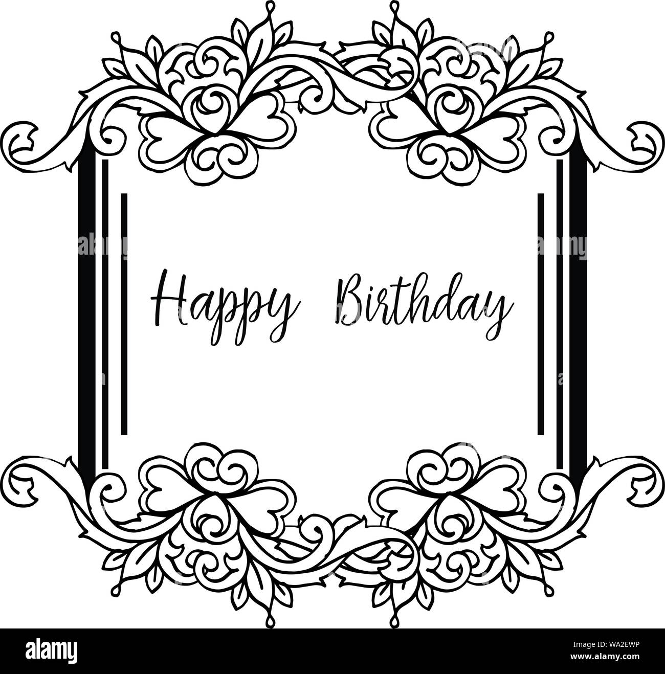 Feier Einladungskarte Happy Birthday Schriftzug Mit Vorlage Vintage Kranz Rahmen Vector Illustration Stock Vektorgrafik Alamy