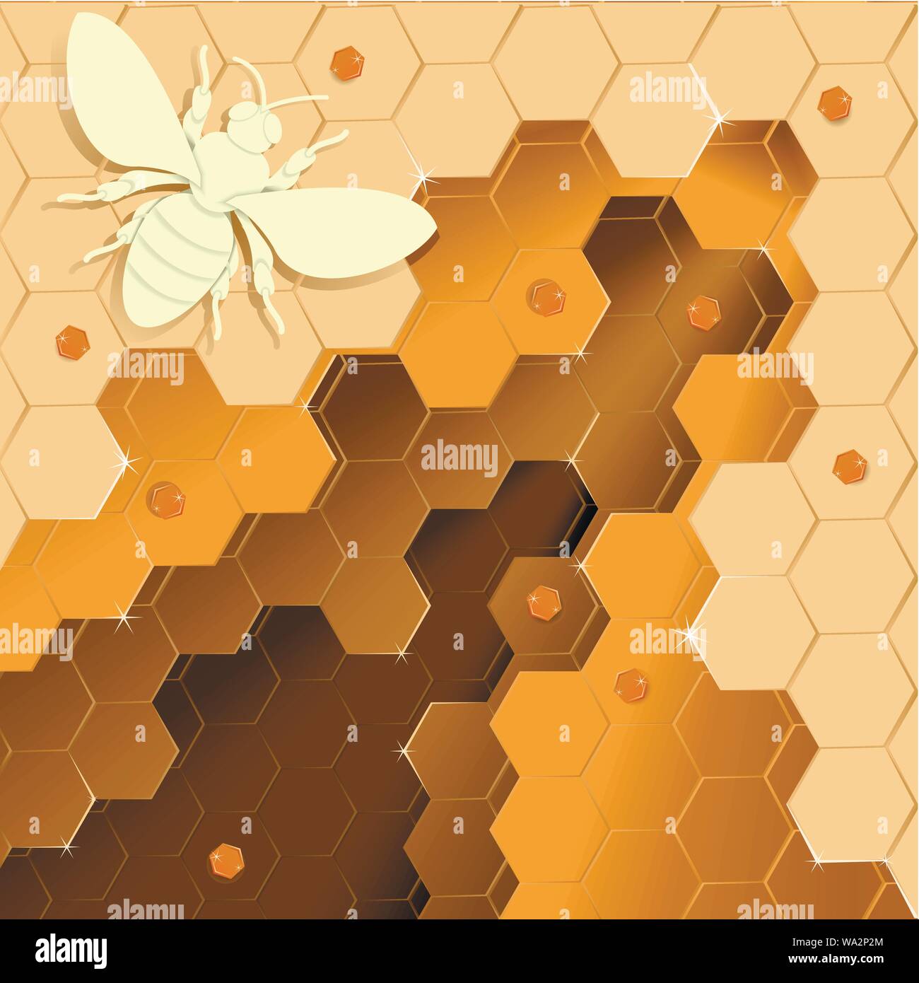 Biene Honig Papier schneiden Stil Vektor Bild. Stock Vektor