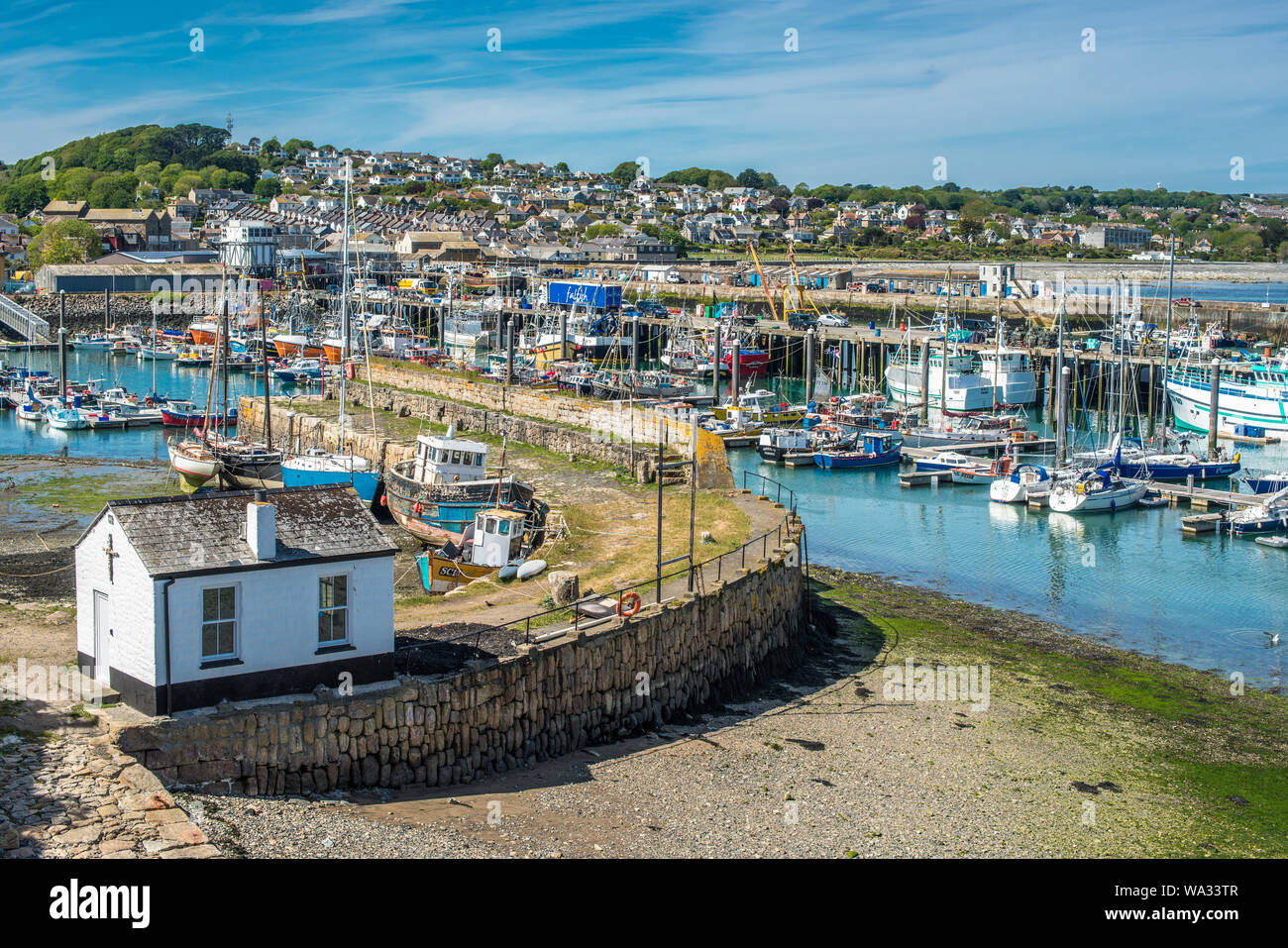 Der Hafen von Newlyn Fischerdorf in der Nähe von Penzance in Cornwall, England, Großbritannien. Stockfoto