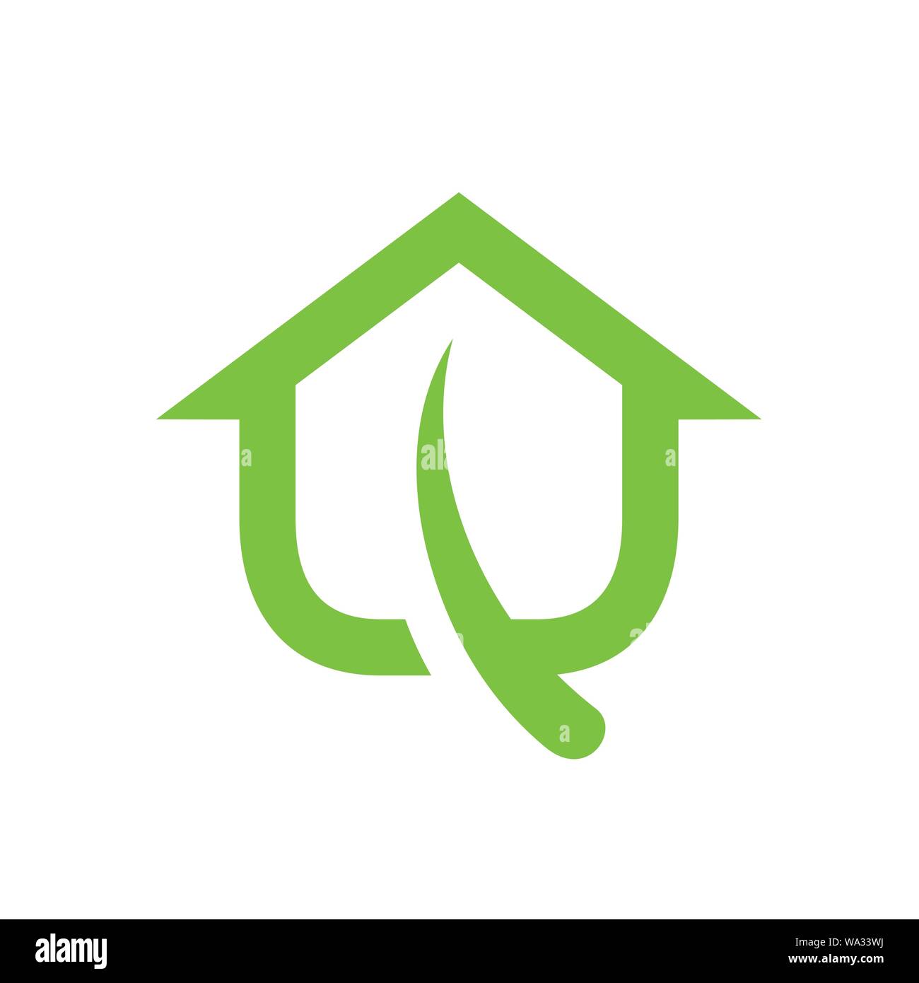 Green House Leaf Logo. Sauber und einfach Logo Vorlage. In skalierbare EPS Vector File Format zur Verfügung. Stock Vektor