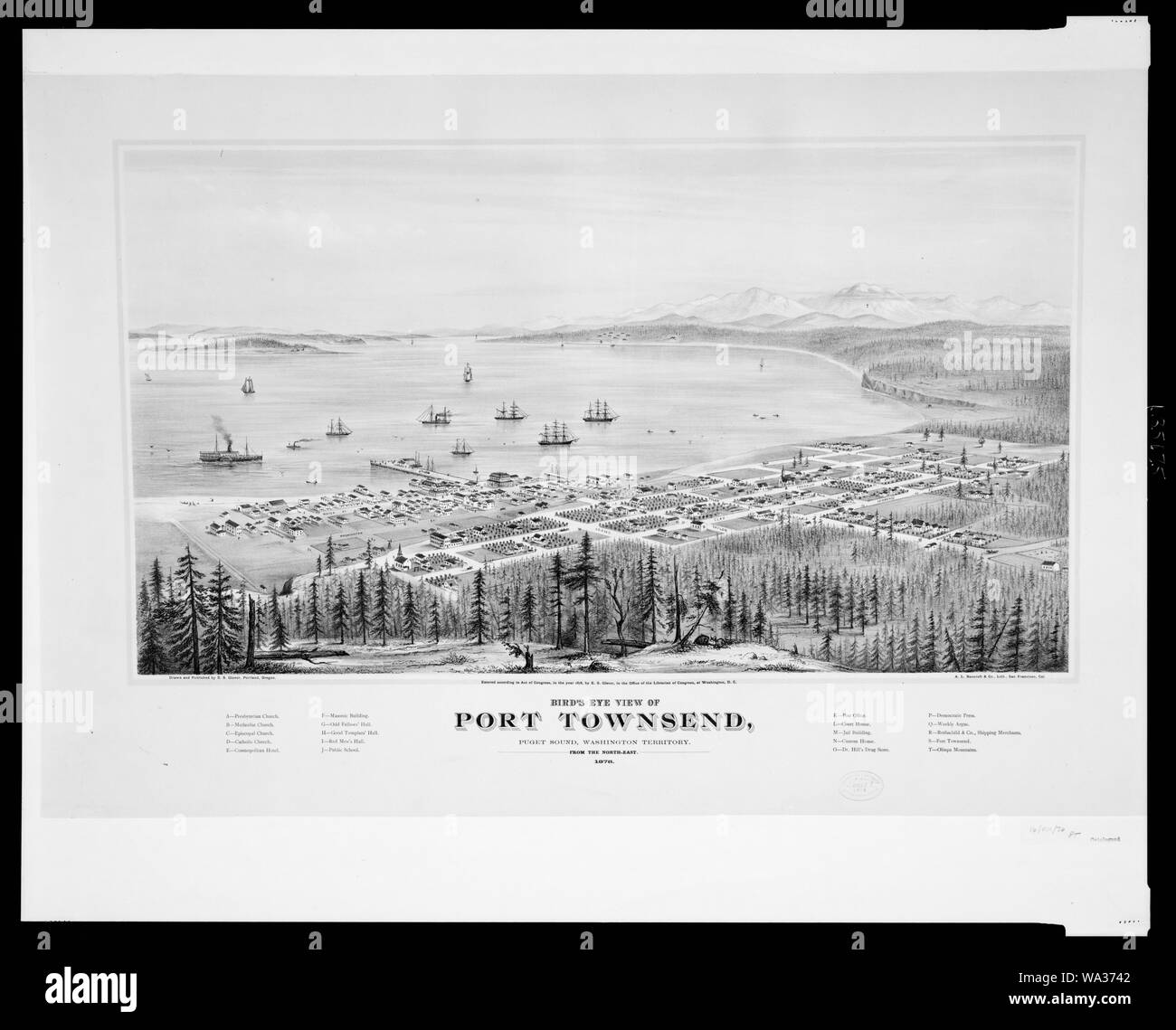 Aus der Vogelperspektive Port Townsend, Puget Sound, Washington Territorium. Von Nord - Osten. 1878 Stockfoto