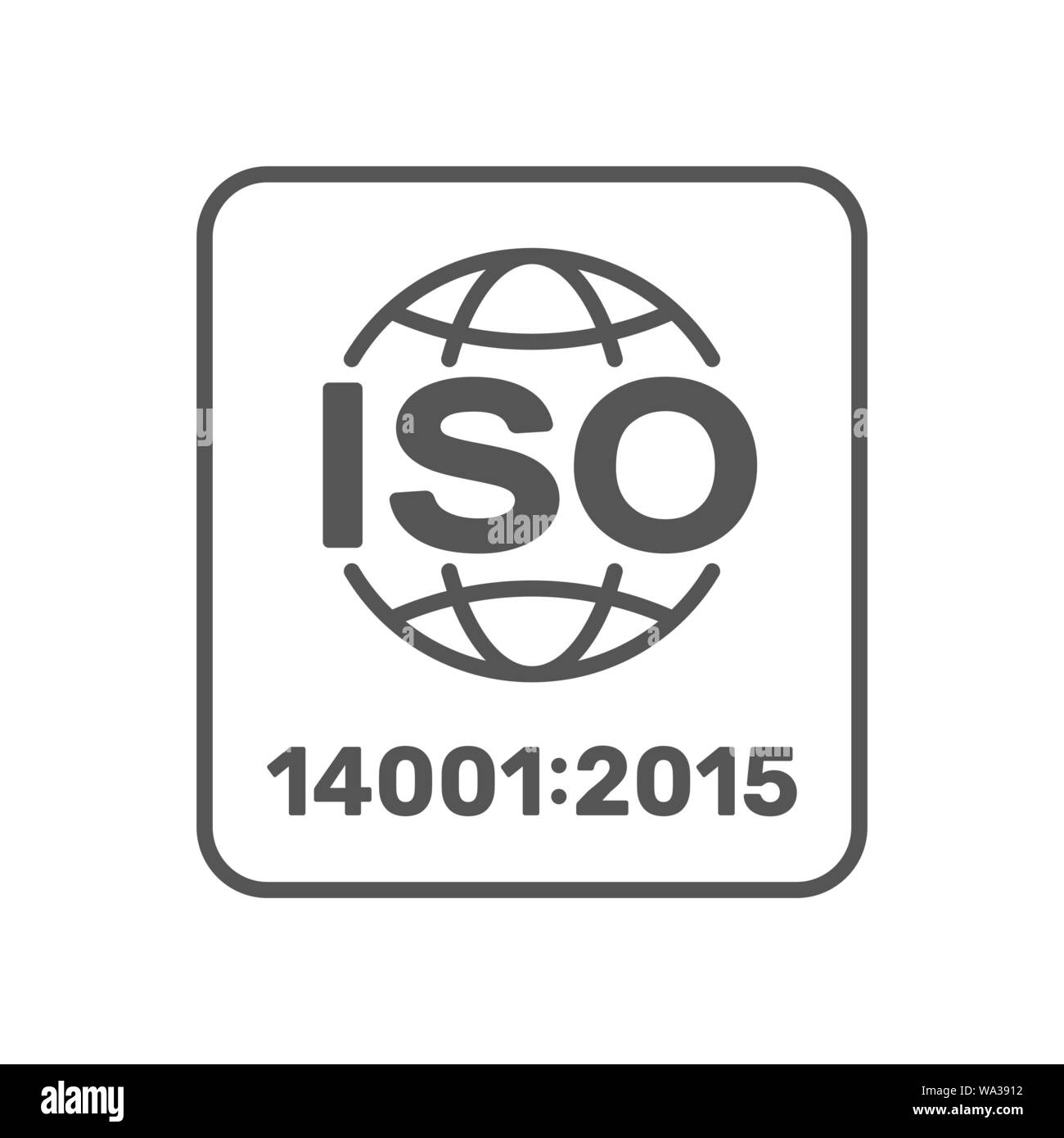 ISO 14001 2015 zertifizierten Symbol. ISO 14001 2015 zertifiziertes Qualitätsmanagement unterzeichnen. Editierbare Schlaganfall. EPS 10. Stock Vektor