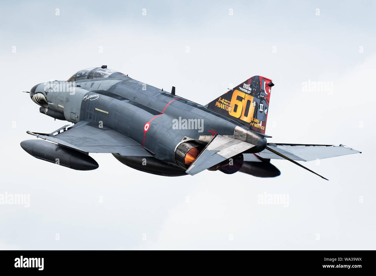 Eine McDonnell Douglas F-4 Phantom II Supersonic jet Interceptor und Jagdbomber der türkischen Luftwaffe auf RIAT 2019. Stockfoto