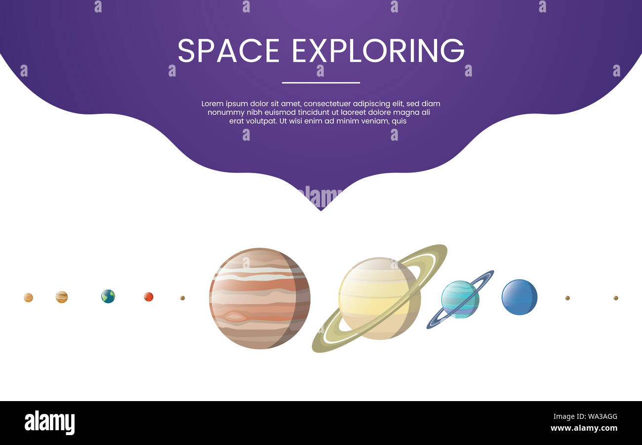 Planet Technologie erforschen Konzept Thema für Vorlage Banner oder Landung Startseite Infografiken - Vector Illustration Stockfoto