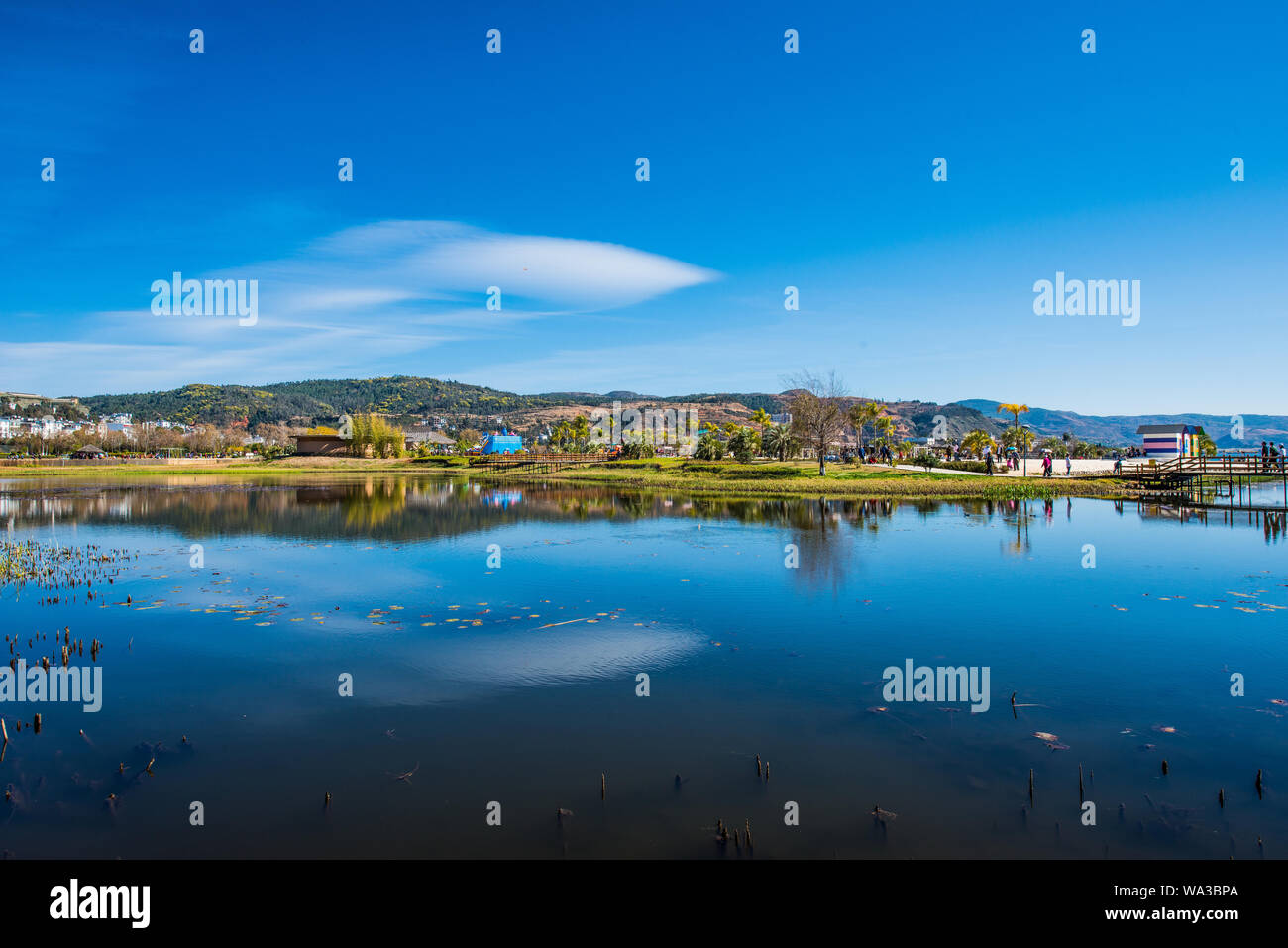 Fuxian Seenlandschaft Stockfoto