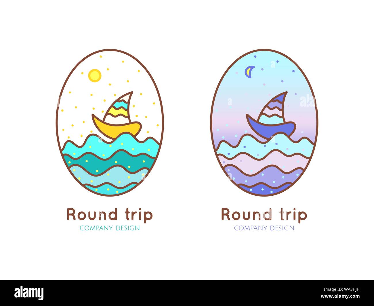 Lineare logo Round Trip Stock Vektor