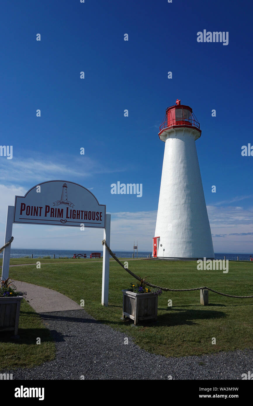 Punkt Prim Leuchtturm auf Prince Edward Island, Kanada Stockfoto