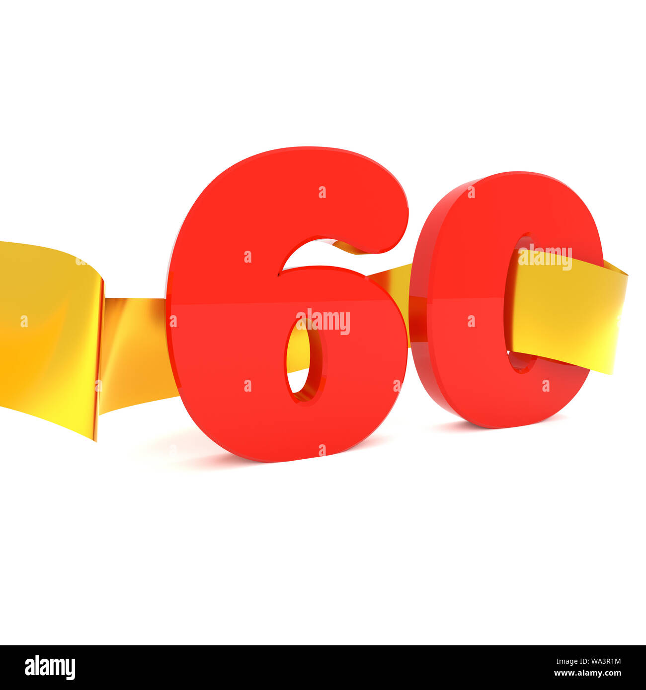 Big Red 60 mit einem goldenen Band, 3D-Rendering Stockfoto