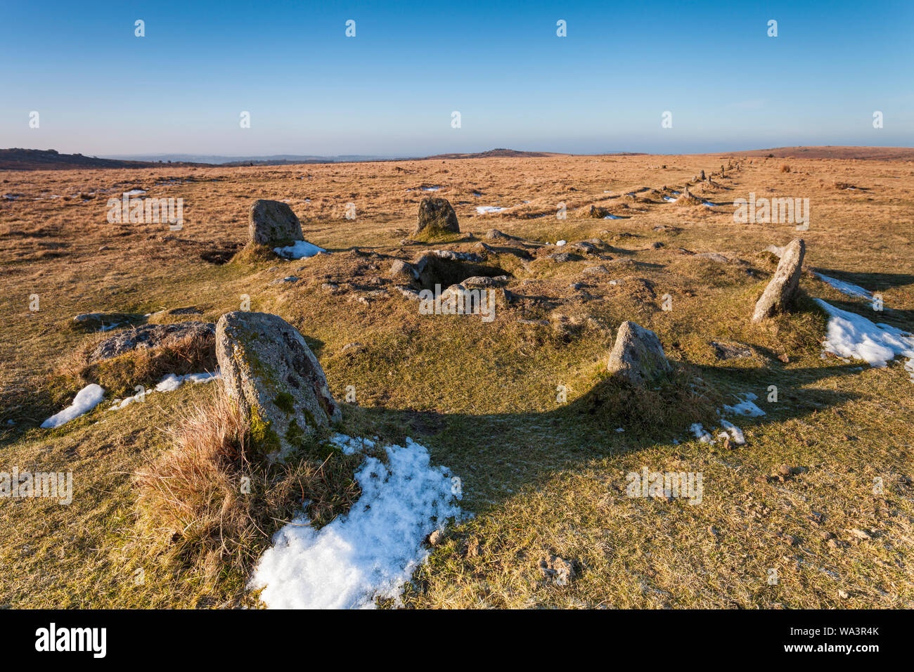 Alte Steine, Merrivale, Dartmoor Stockfoto