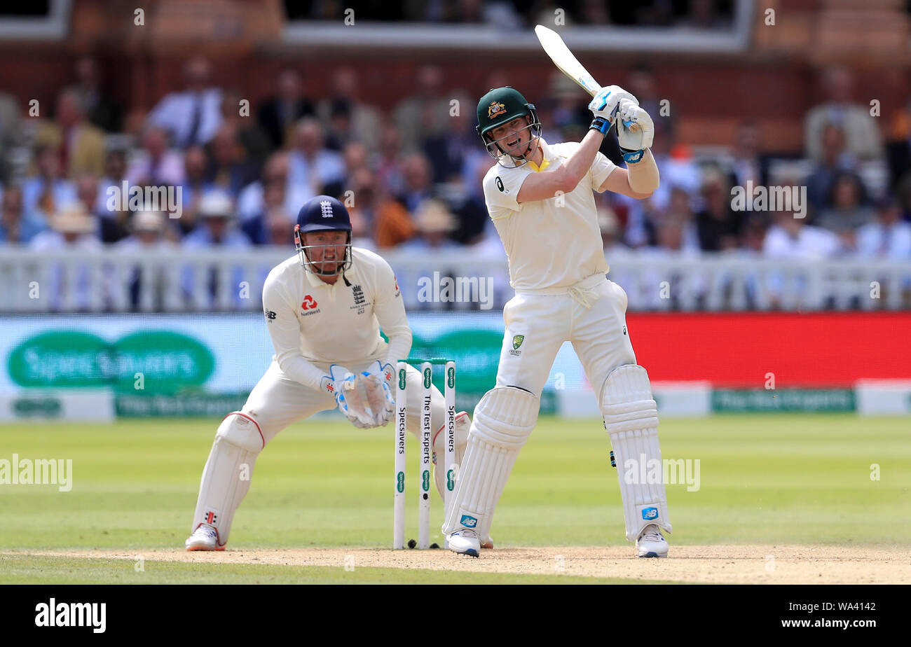 Australiens Steve Smith schlagen bei Tag vier der Asche Test Match auf Lord's, London. Stockfoto