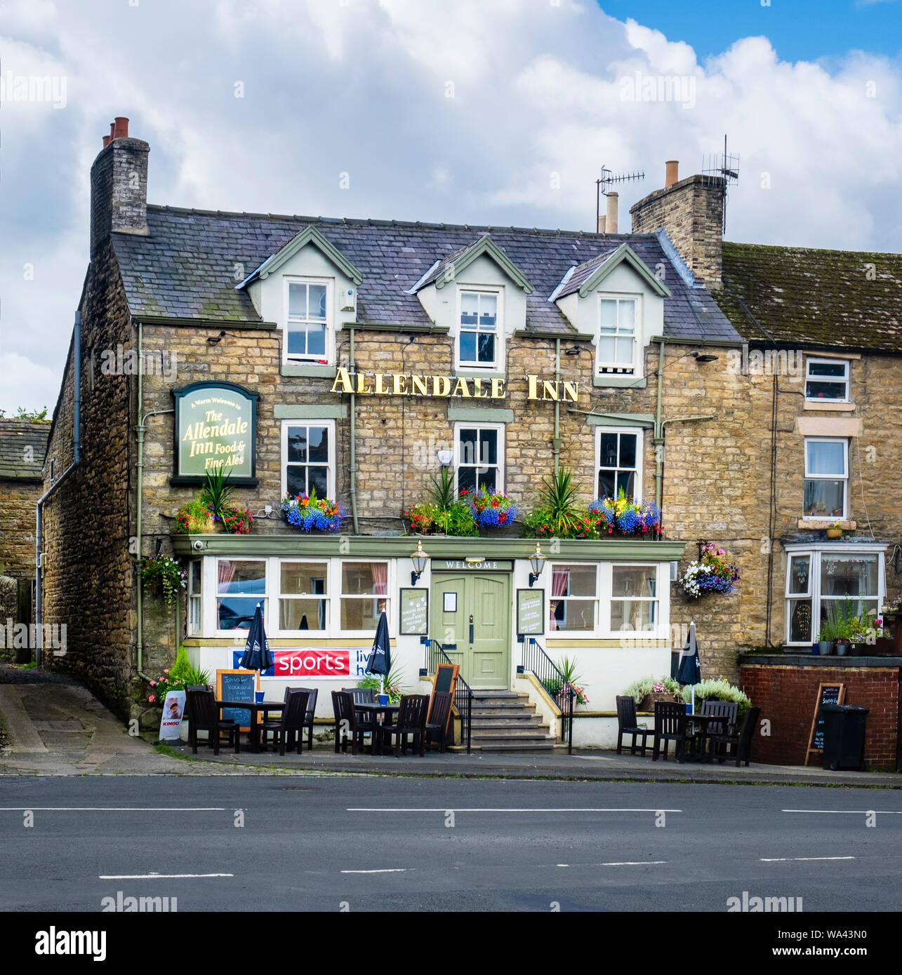 Die Allendale Inn ein öffentliches Haus in Allendale Stadt zu einem abgelegenen Dorf im Norden Pennine Bereich von Northumberland Stockfoto