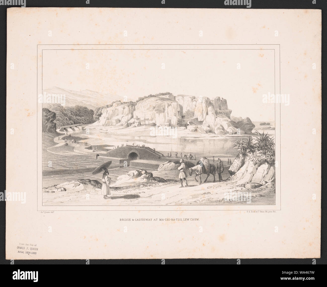 Brücke & Causeway bei Ma-Chi - Na-Too, Lew Kauen/Jak. Queen delt. ; P.S.: Duval & Co. Dampf Lith. Drücken Sie, Phil. Stockfoto