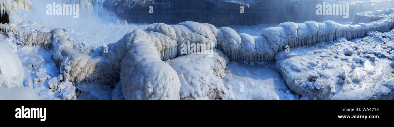 Hukou Wasserfall eis Landschaft Stockfoto