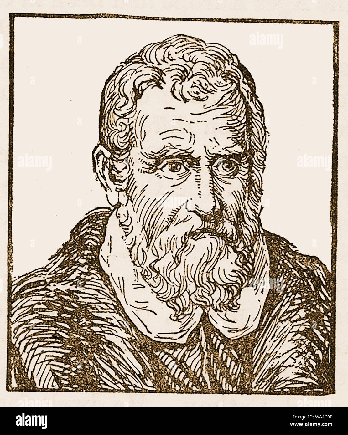 Ein holzschnitt Porträt von Marco Polo 1 (254-1354.) Reisende und Entdecker Stockfoto