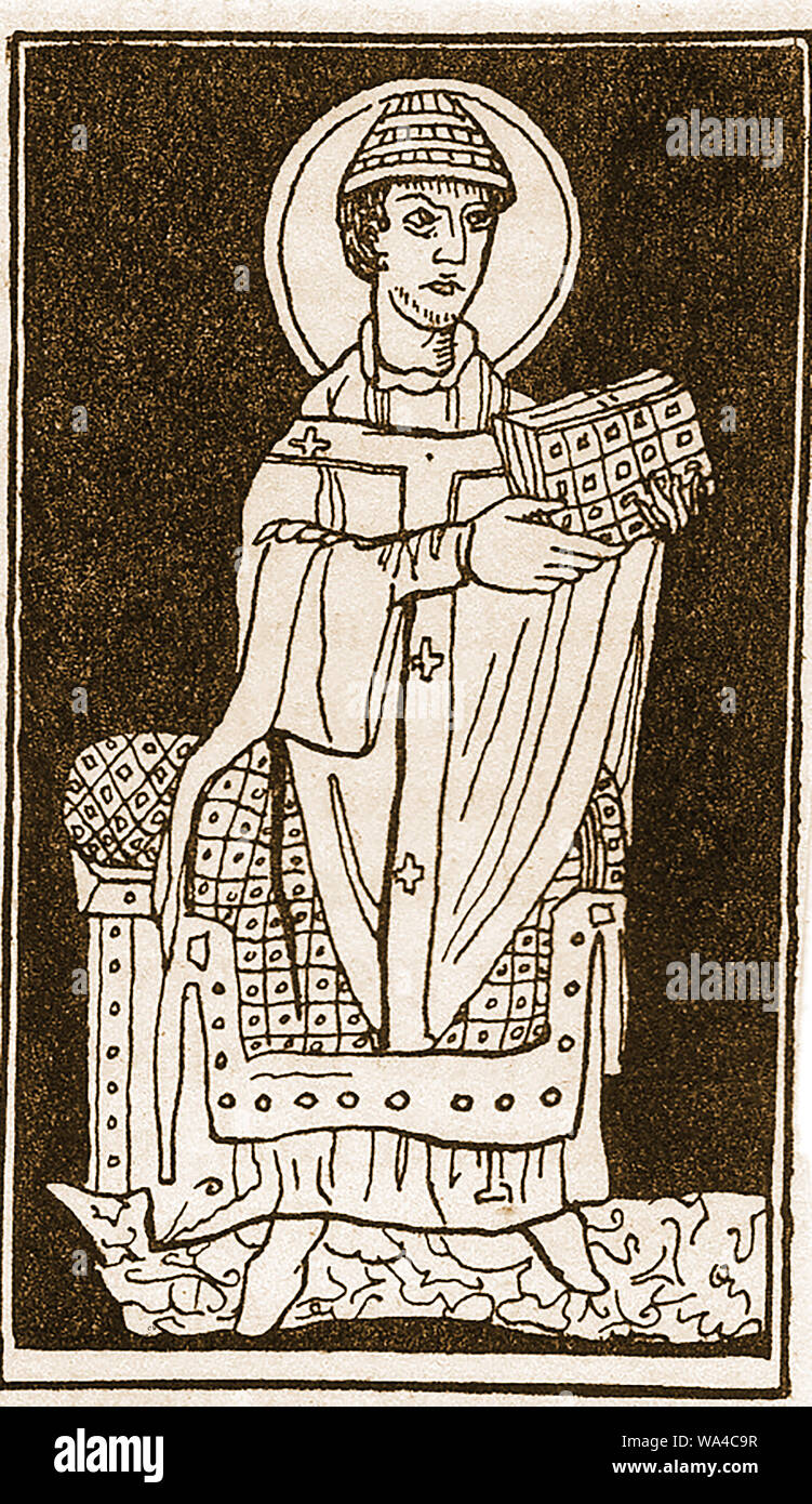 Ein 9. Jahrhundert Darstellung der Papst zu dieser Zeit. Durch sein jugendliches Aussehen, es wird gedacht, Gregor IV zu sein, der Papst wurde im Alter von 37 und setzte sich auf den päpstlichen Thron bis zum 25 Jan 844. Er war ursprünglich der Kardinal Priester der Basilika von St. Markus in Rom Stockfoto