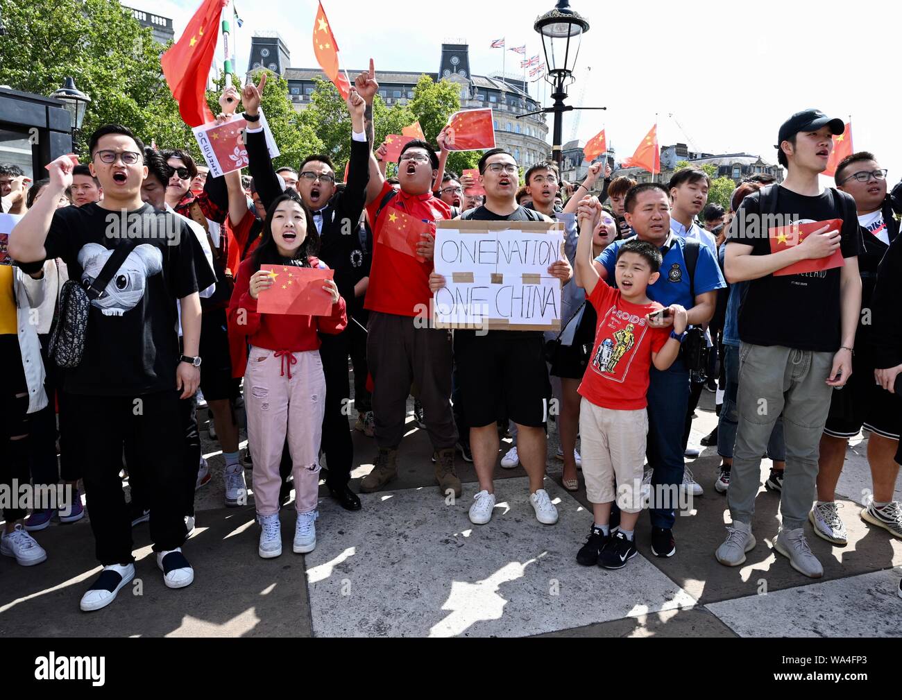 Hong Kong Solidarität Kundgebung gegen den Protest, der Trafalgar Square, London. Großbritannien Stockfoto
