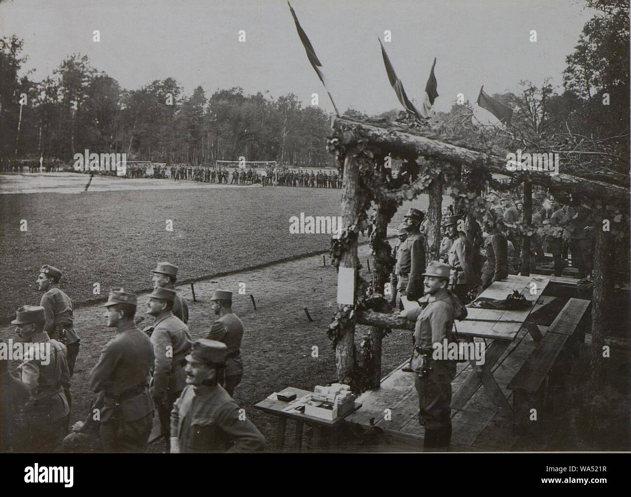 Wiener Regimenter vor halten, stand Divisionär und stand Brigadieren eine Sportkonkurrenz ab Sterben Stockfoto