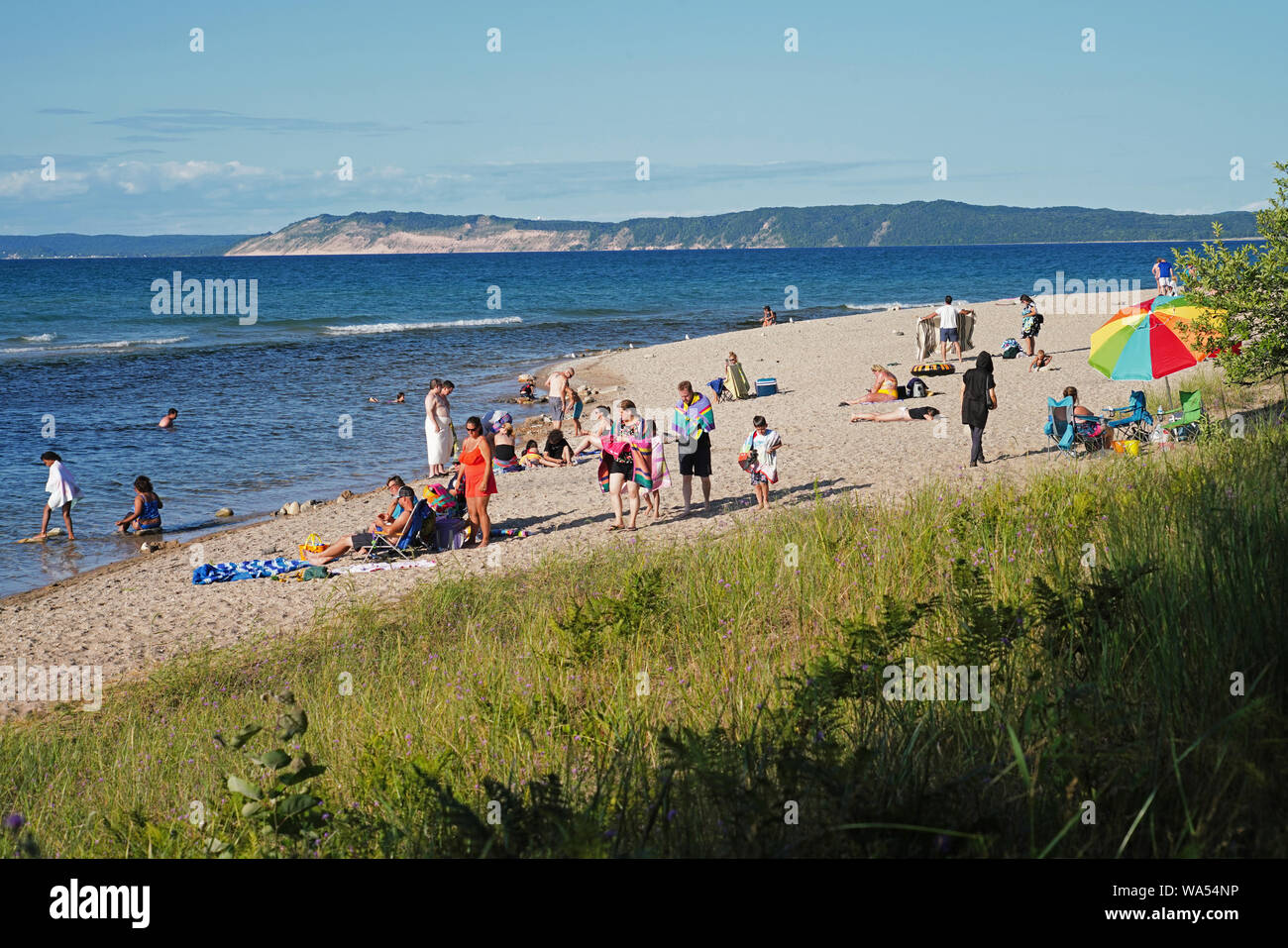 Sleeping Bear Dunes National Lakeshore Strand am Lake Michigan am Platte River. Stockfoto