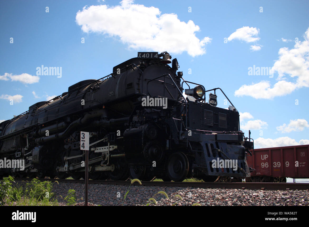 Union Pacific Big Boy-Dampfmaschine vorbeifahrende Stockfoto