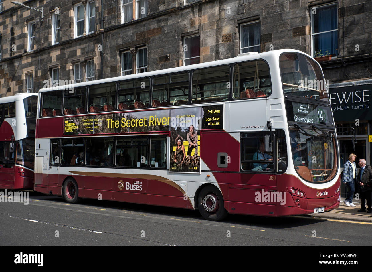 Eine Lothian Bus in Edinburgh, Schottland, Großbritannien. Stockfoto