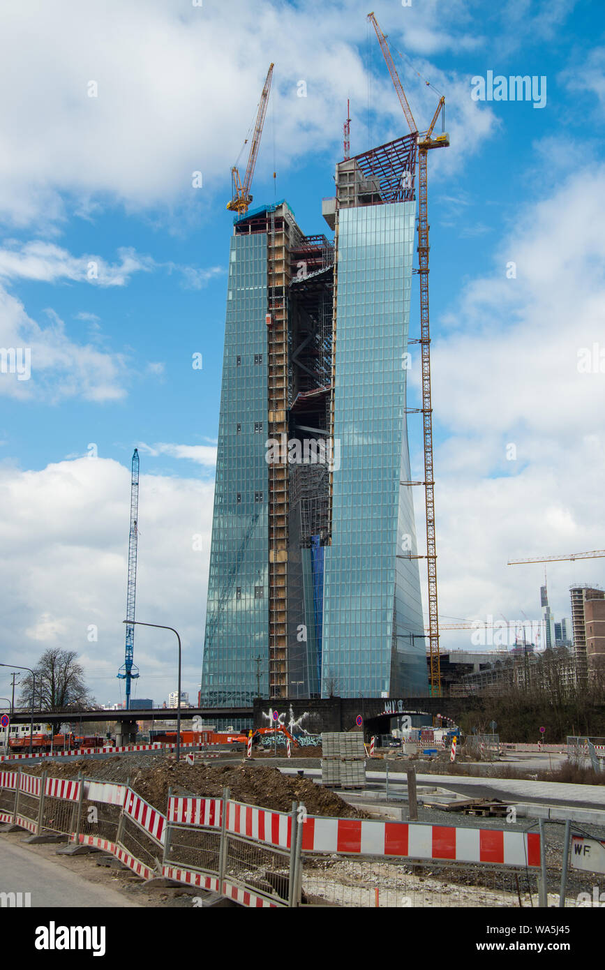 Aktuelle Gebäude viel ew Europäische Zentralbank in Frankfurt, Deutschland Stockfoto