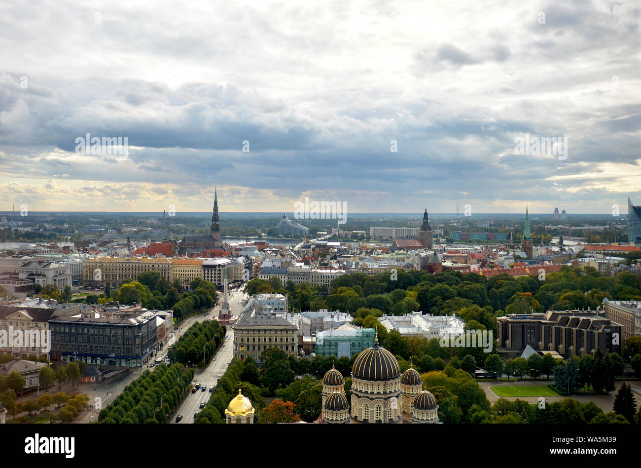 Überblick über Riga, der Hauptstadt Lettlands, eines der baltischen Länder, Europa Stockfoto