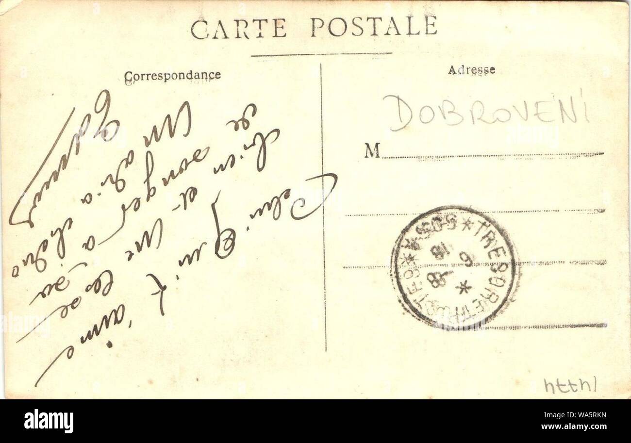 Dobroveni 1918 Postkarte zurück. Stockfoto