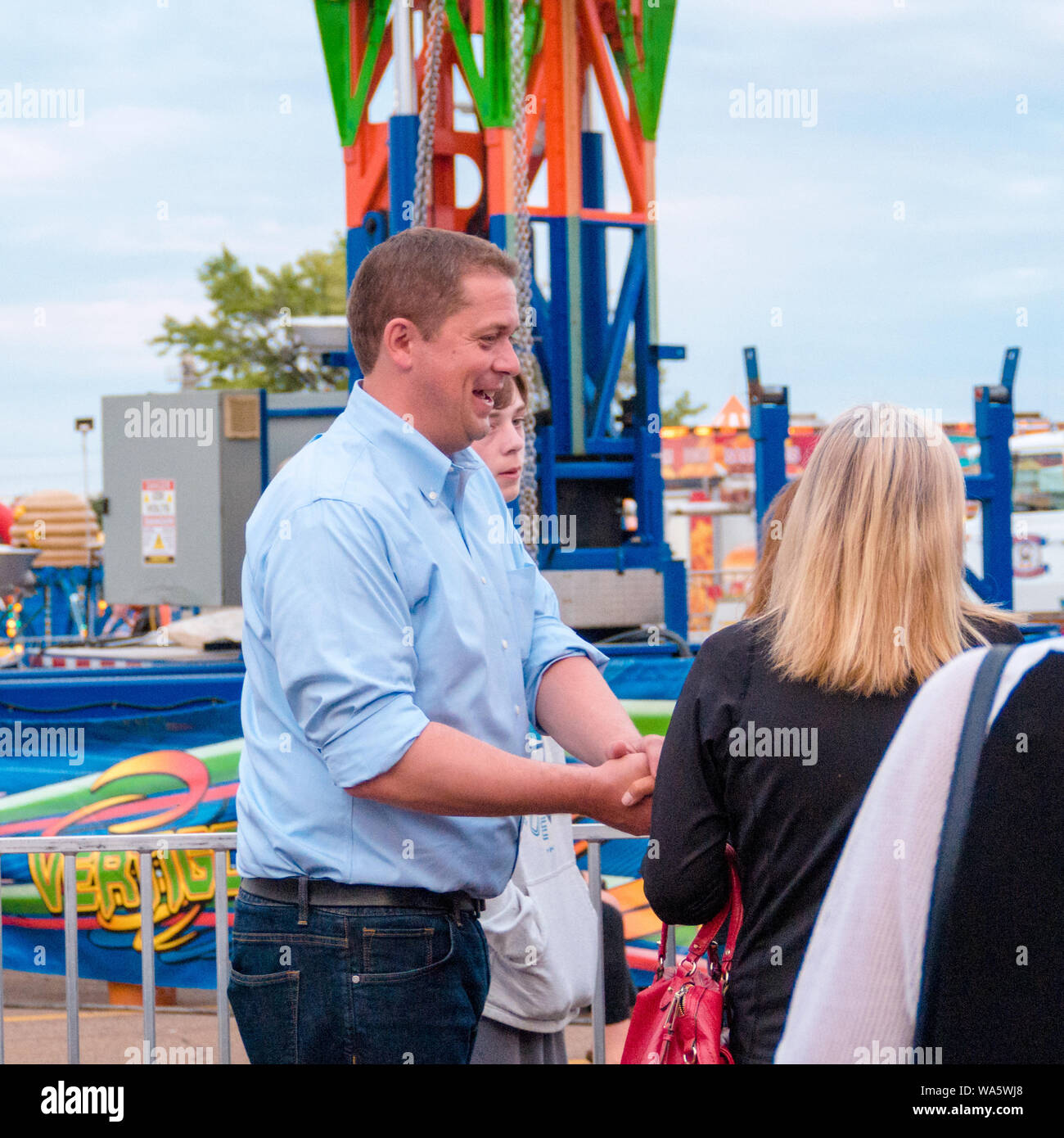 Andreas Scheer, Mitglied des Parlaments, Führer der Konservativen Partei und Führer der Opposition, traf seine Unterstützer an der Alten Home Woche PEI Stockfoto