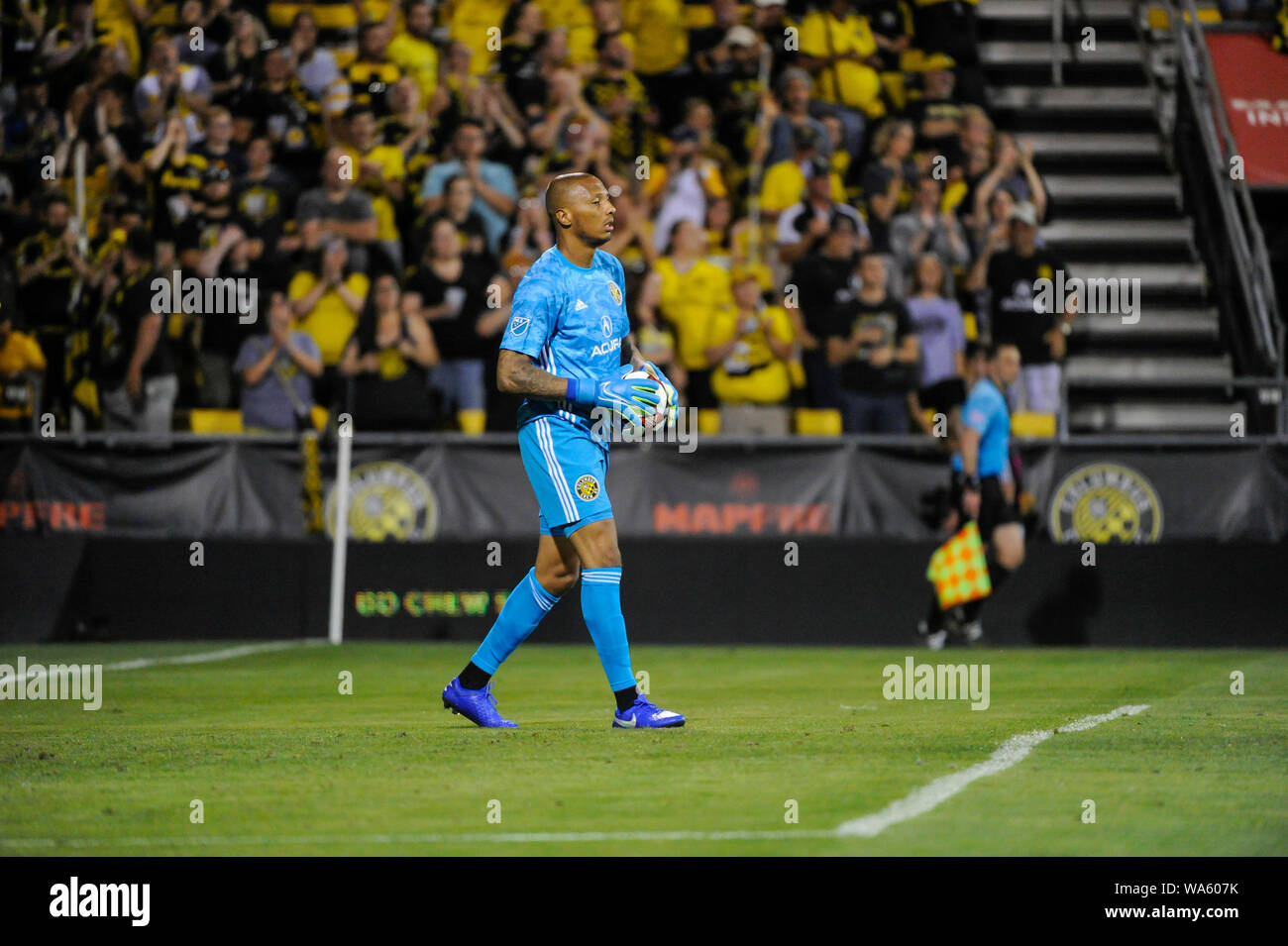 Samstag, 17. August 2019: Columbus Crew SC Torhüter Eloy Zimmer (1) die zweite Hälfte der Partie zwischen Toronto FC und Columbus Crew SC an MAPFRE Stadium, in Columbus, OH. Pflichtfeld Foto: Dorn Byg/Cal Sport Media. Toronto FC 2 - Columbus Crew SC 2 am Ende der ersten Hälfte. Stockfoto