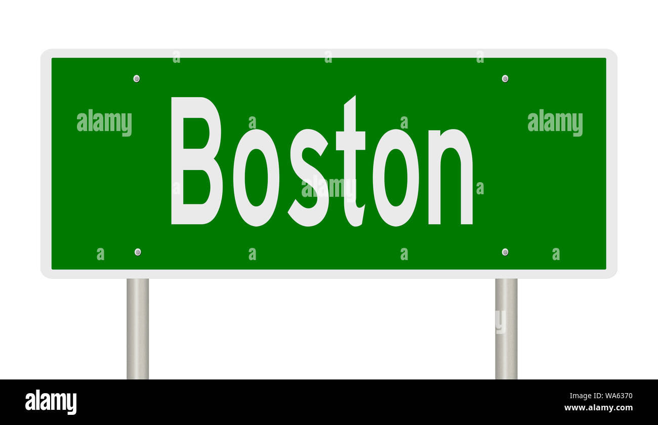 Rendering von einem grünen Hinweisschild für Boston Stockfoto