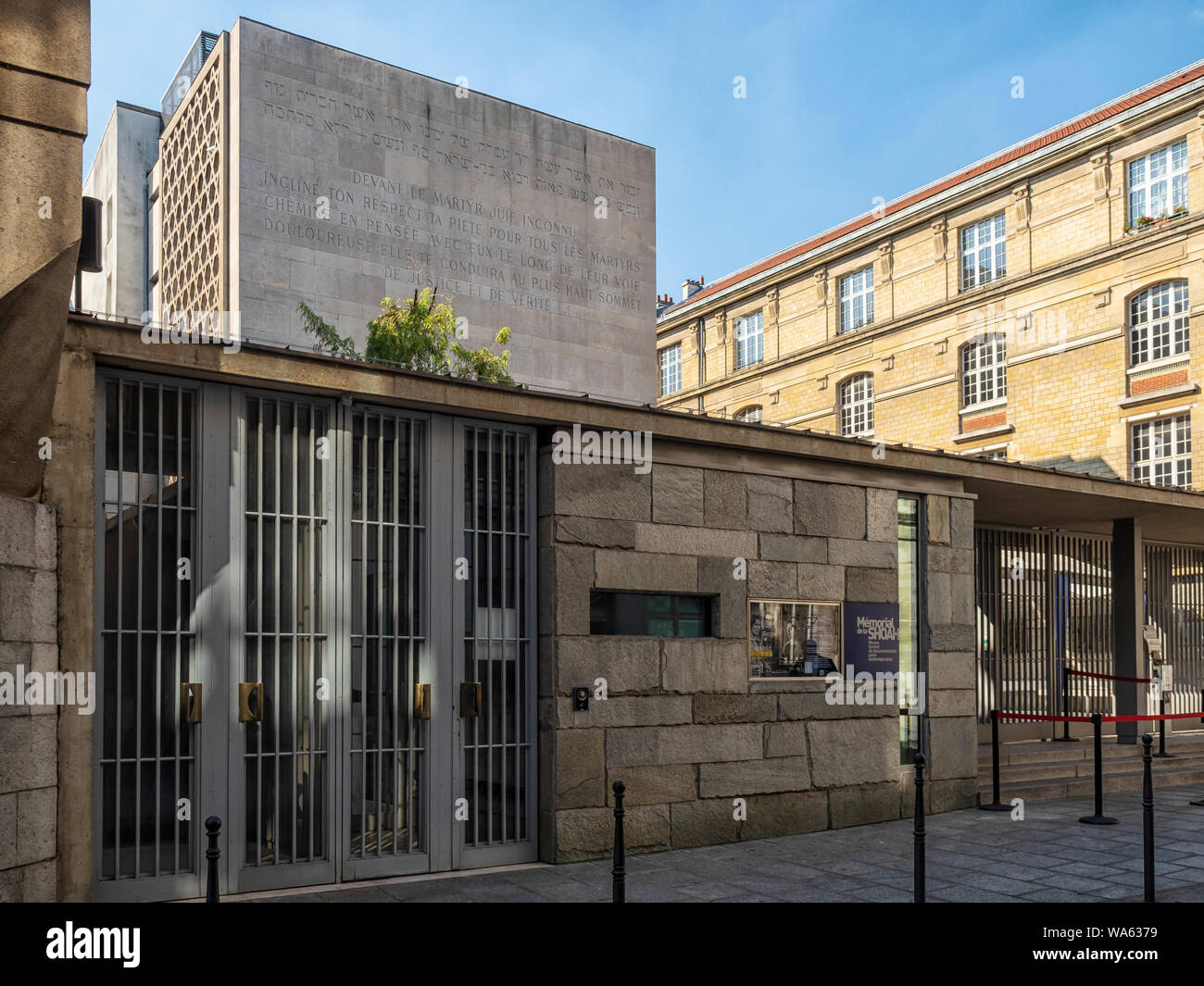 PARIS, FRANKREICH - 02. AUGUST 2018: Memorial de la Shoah (das Holocaust-Museum in Paris) Stockfoto
