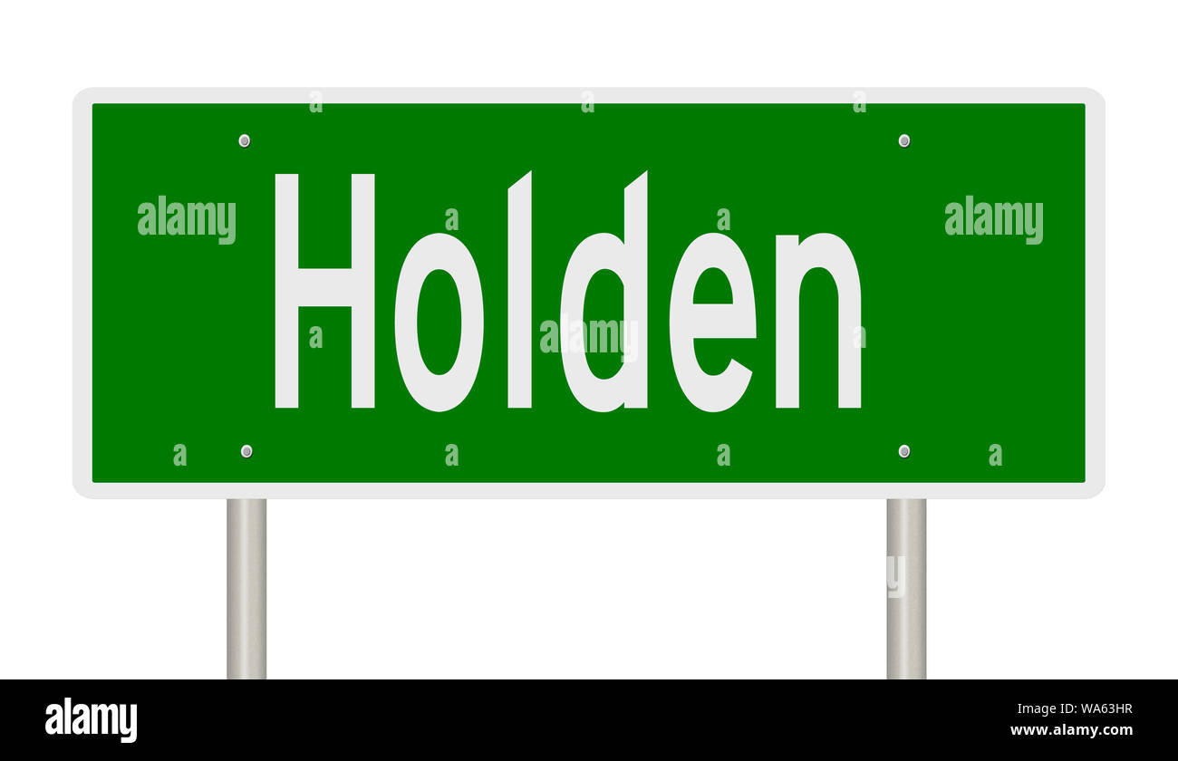 Rendering von einem grünen Hinweisschild für Holden Massachusetts Stockfoto