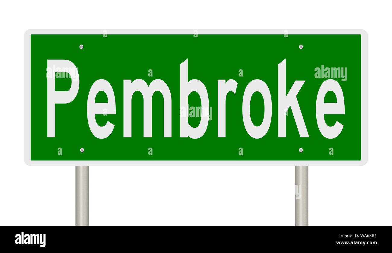 Rendering von einem grünen Hinweisschild für Pembroke Massachusetts Stockfoto