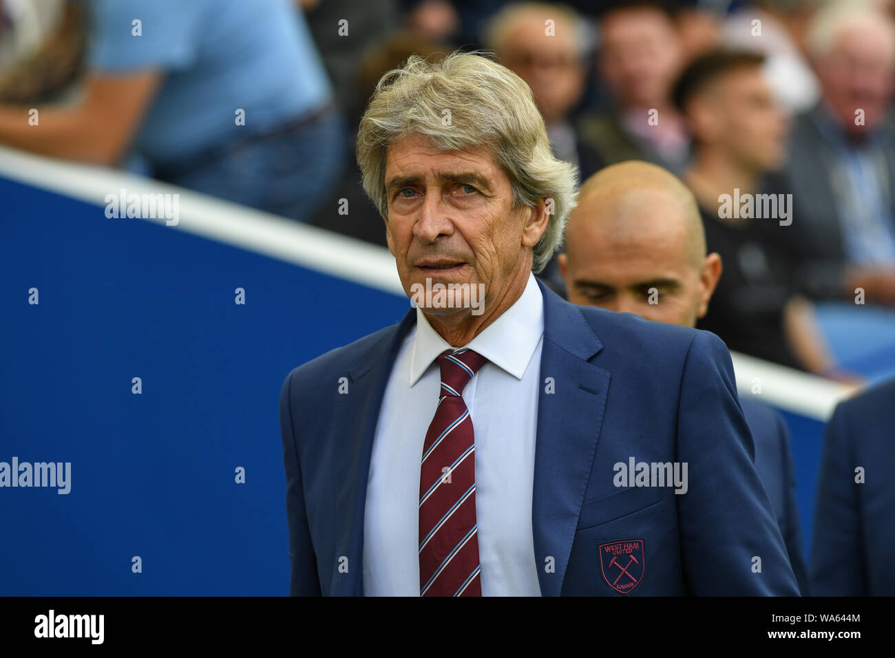 17. August 2019, American Express Gemeinschaft Stadion, Brighton, England; Premier League Football, Brighton vs West Ham; Manuel Pellegrini Manager von West Ham Credit: Phil Westlake/News Bilder der Englischen Football League Bilder unterliegen DataCo Lizenz Stockfoto