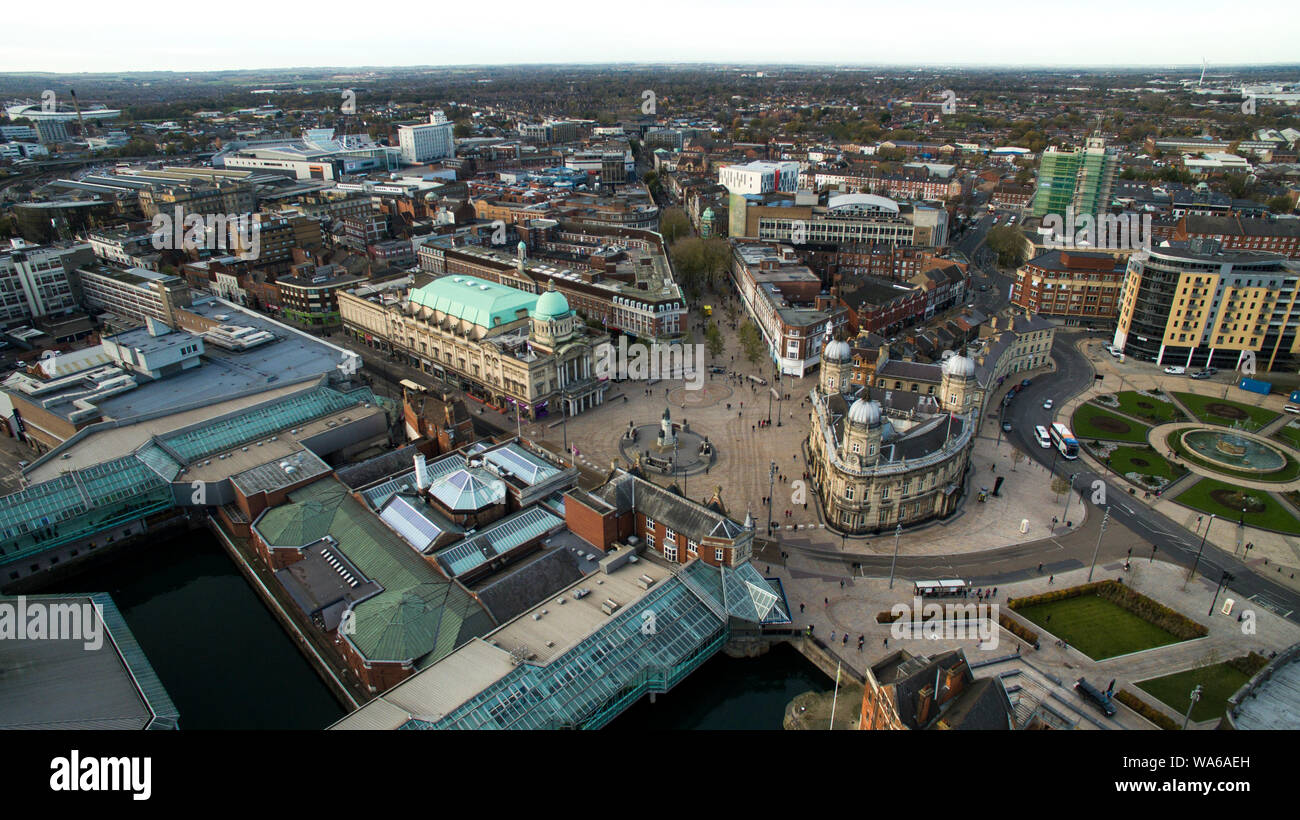 Luftaufnahme von Kingston upon Hull City Centre Stockfoto