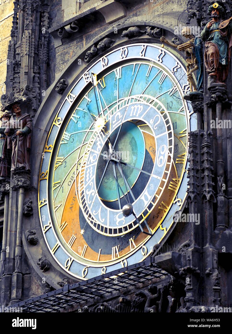 Nahaufnahme der Prager Astronomischen Uhr in Prag, Tschechische Republik Stockfoto