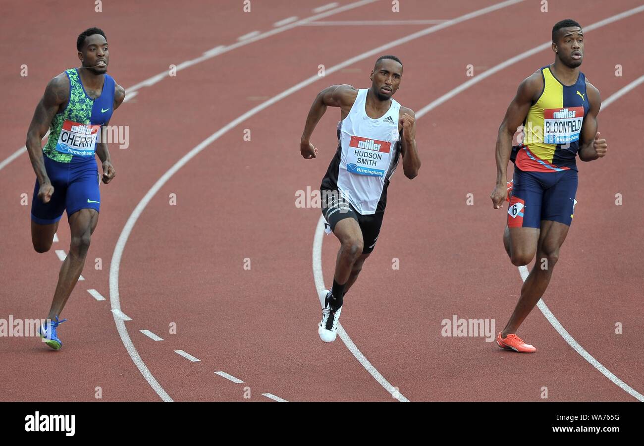 Birmingham. UK.. 18. August 2019. (L und R) Michael Kirsch (USA), Matthew Hudson-Smith (GBR) und Akeem Bloomfield (JAM) in der mens 400 m. Muller Grand Prix. IAAF Diamond League Athletik. Alexander Stadium. Birmingham. UK. Credit: Sport in Bildern/Alamy leben Nachrichten Stockfoto