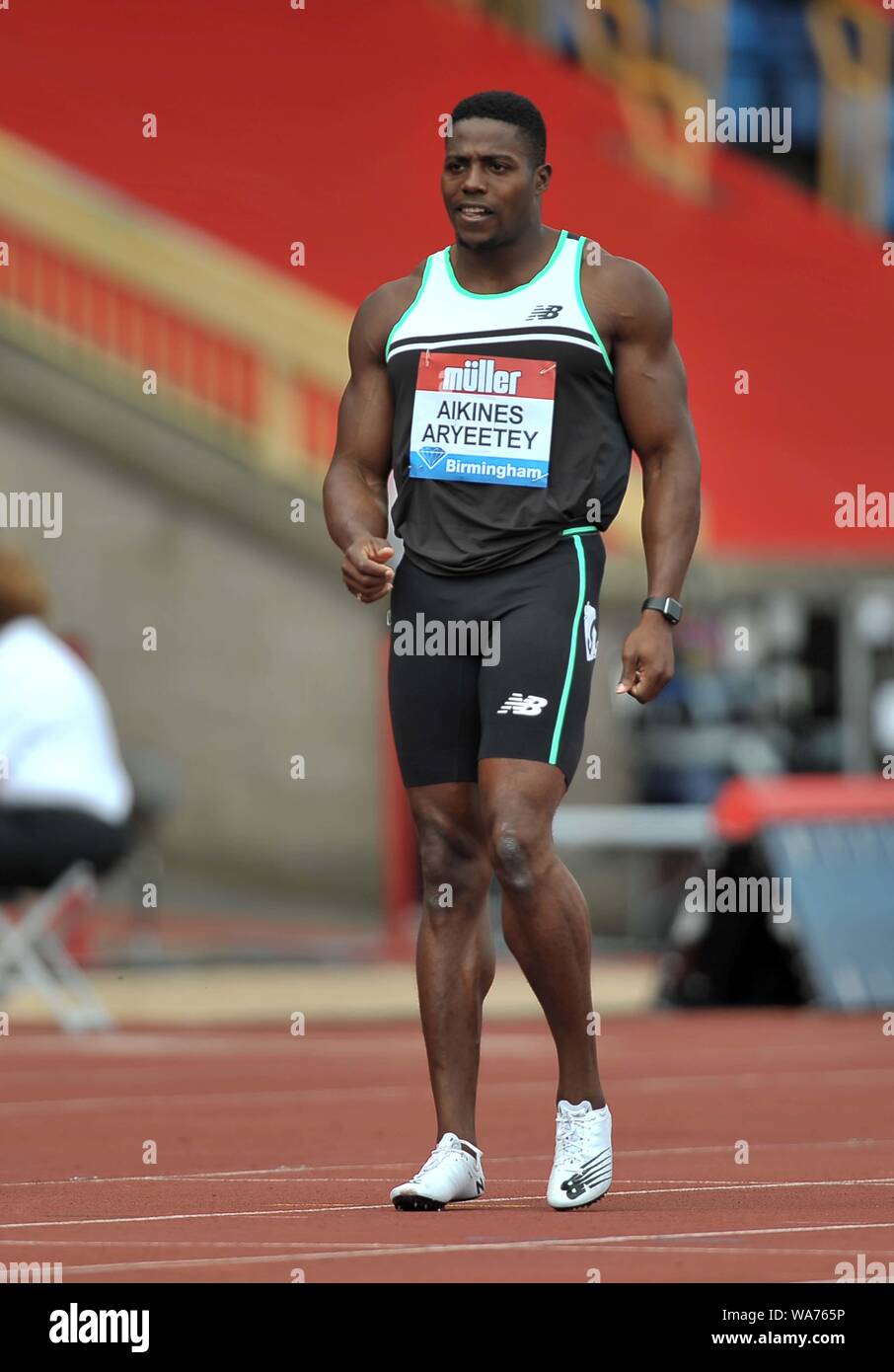 Birmingham. UK.. 18. August 2019. Harry Aikines-Aryeetey (GBR) in der mens 100 m. Muller Grand Prix. IAAF Diamond League Athletik. Alexander Stadium. Birmingham. UK. Credit: Sport in Bildern/Alamy leben Nachrichten Stockfoto