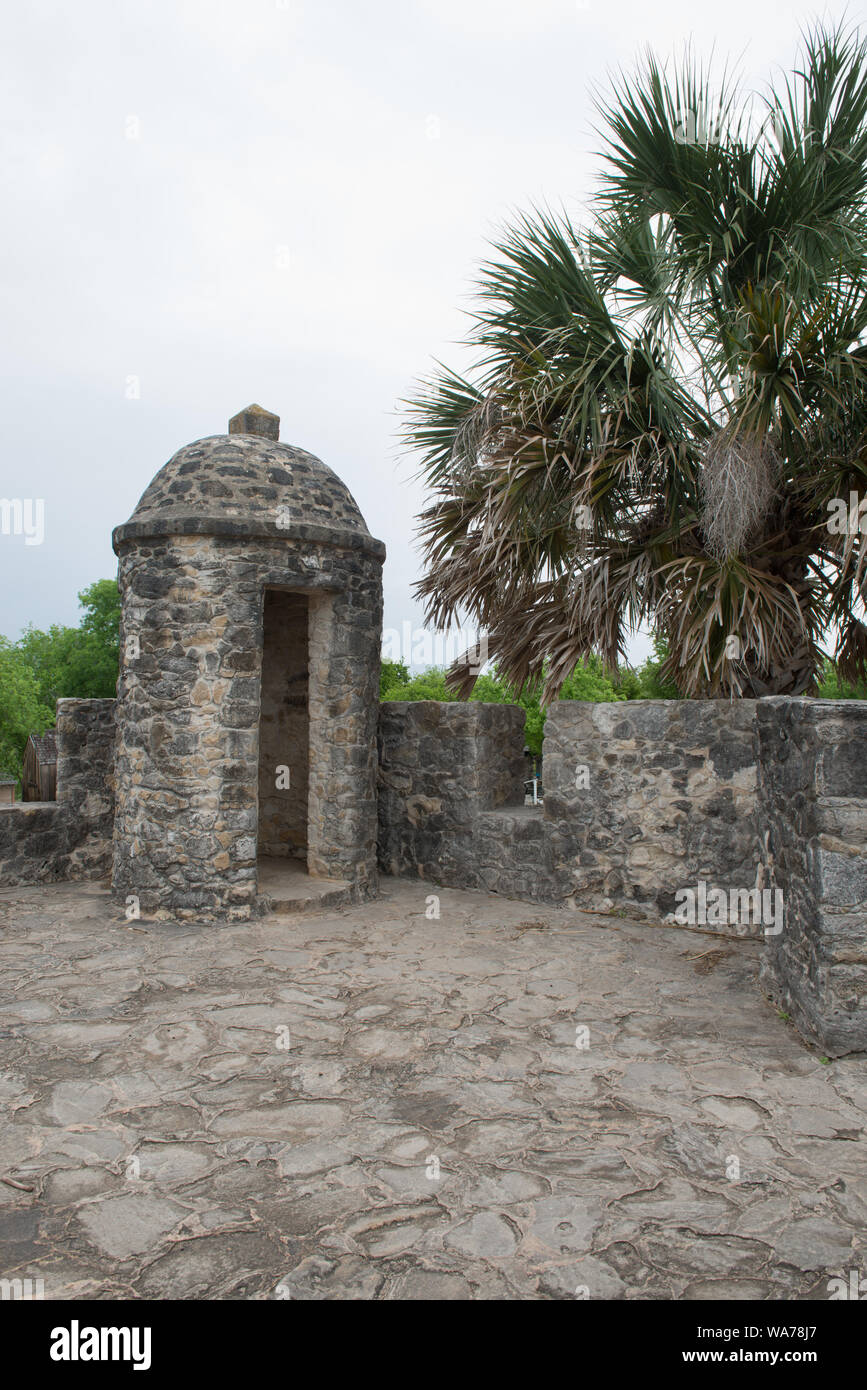 Ein Teil der Presidio Nuestra Señora de Loreto de la Bahia, besser bekannt als Presidio La Bahia, oder einfach La Bahia, fort von der spanischen Armee aufgebaut, die den Kern der Stadt Goliad, Texas wurde Stockfoto