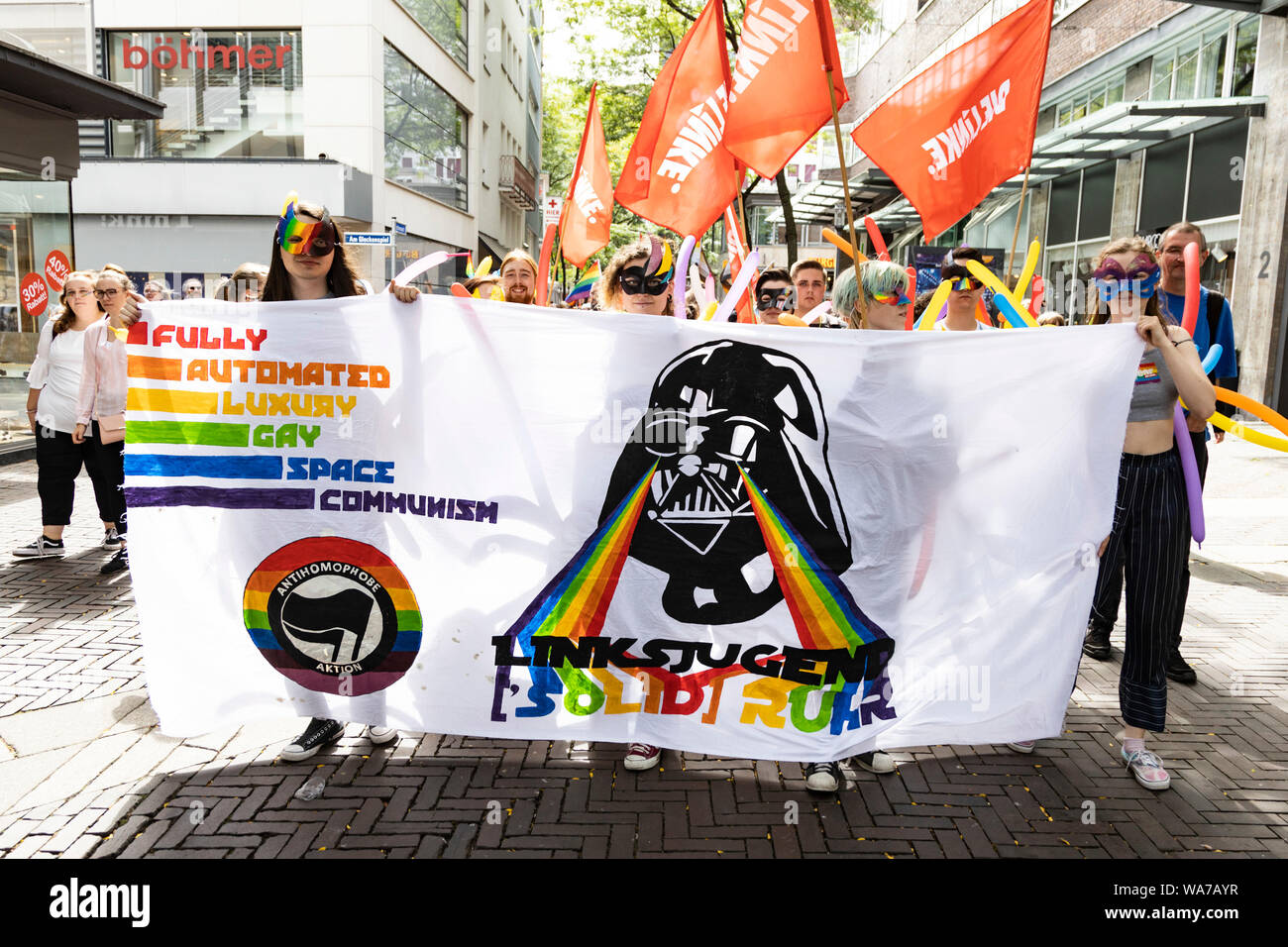 Essen, Deutschland. 10. August 2019. Ruhr-CSD in Essen. Demonstration für den Christopher Street Day. Stockfoto